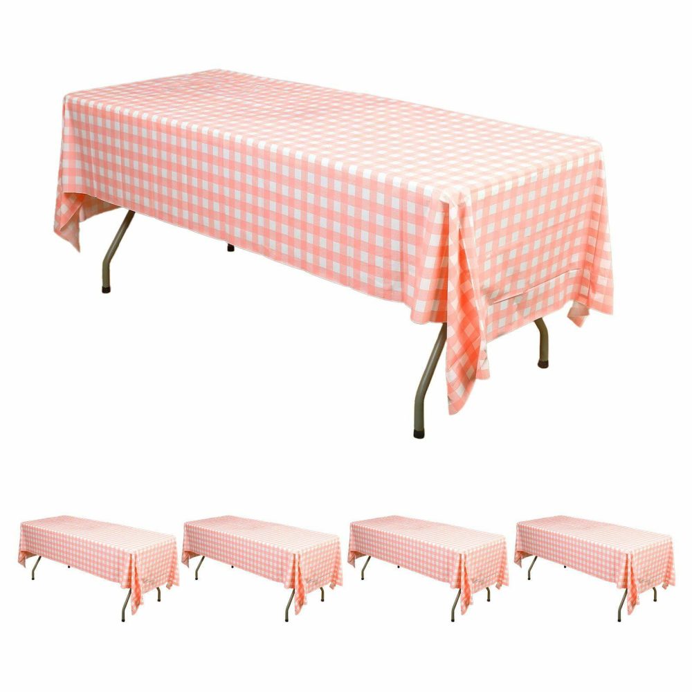 5 Pack Pink Checkered Rectangle Plastic Table Covers, 54″x108″ PVC Waterproof Disposable Tablecloths  |   Disposable Tablecloth Disposable Tablecloth Disposable Tablecloth