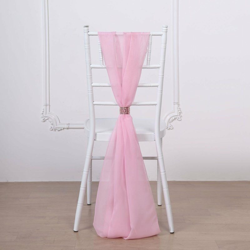 5 Pack Pink DIY Premium Designer Chiffon Chair Sashes 22″ x 78″  |   Organza & Chiffon Chair Sashes Organza & Chiffon