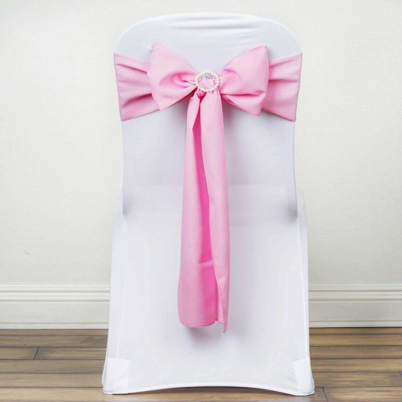 5 Pack Pink Polyester Chair Sashes 6″x108″  |   Polyester Chair Sashes Pink