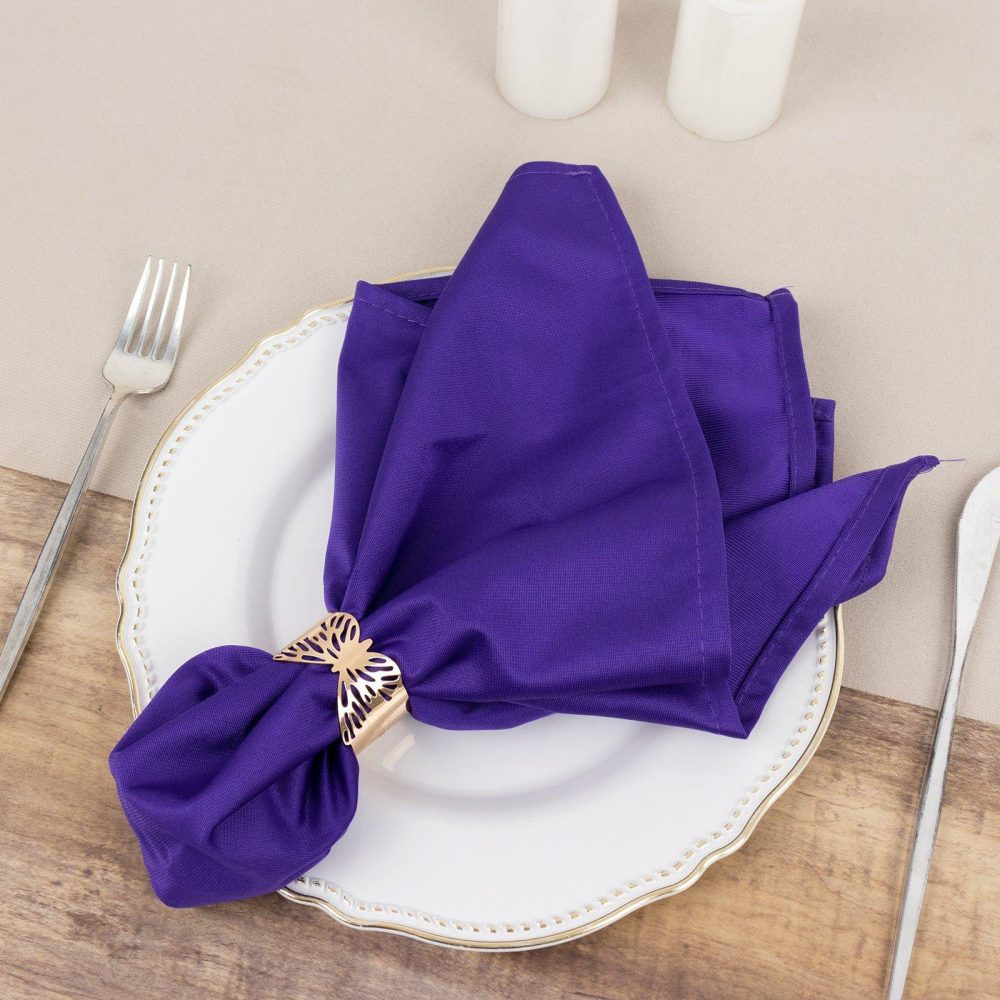 5 Pack Purple Premium Scuba Cloth Napkins, Wrinkle-Free Reusable Dinner Napkins – 20″x20″  |   Polyester Cloth Napkins Polyester