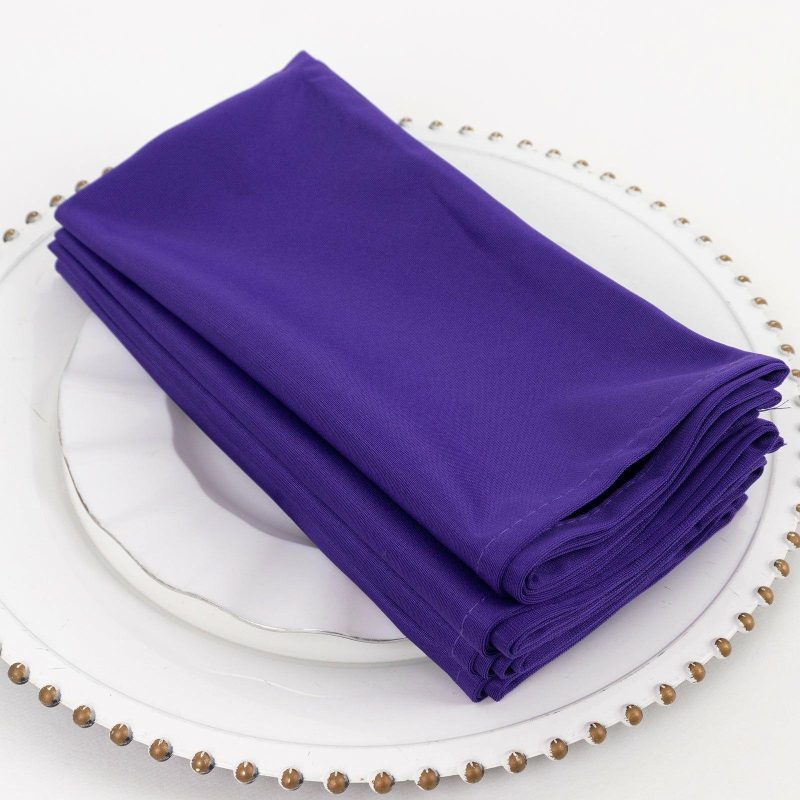 5 Pack Purple Premium Scuba Cloth Napkins, Wrinkle-Free Reusable Dinner Napkins – 20″x20″  |   Polyester Cloth Napkins Polyester