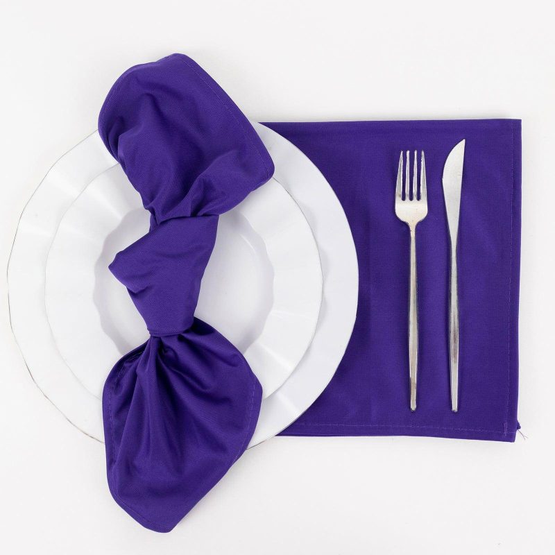 5 Pack Purple Premium Scuba Cloth Napkins, Wrinkle-Free Reusable Dinner Napkins – 20″x20″  |   Polyester Cloth Napkins Polyester