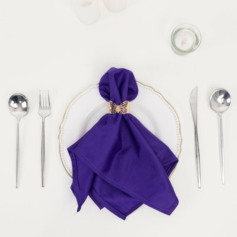 5 Pack Purple Premium Scuba Cloth Napkins, Wrinkle-Free Reusable Dinner Napkins – 20″x20″  |   Polyester Cloth Napkins Polyester