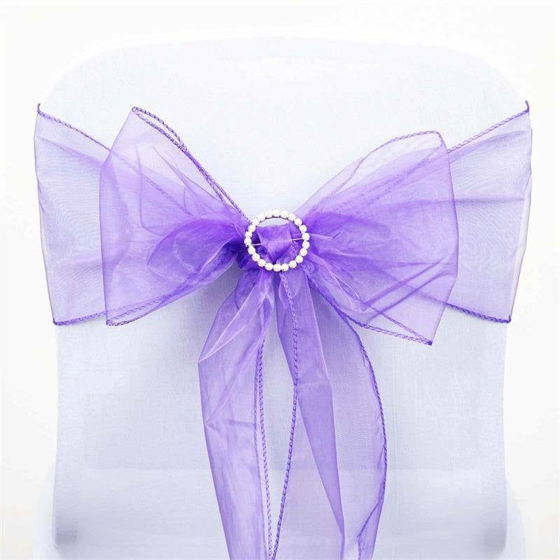 5 Pack Purple Sheer Organza Chair Sashes 6″x108″  |   Organza & Chiffon Chair Sashes Organza & Chiffon