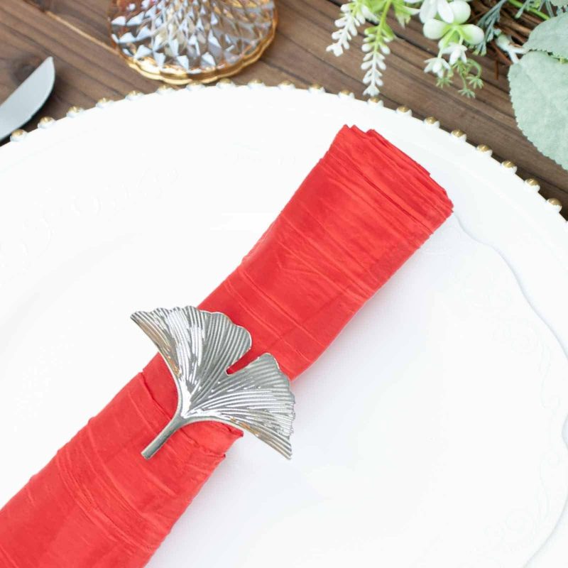 5 Pack Red Accordion Crinkle Taffeta Cloth Dinner Napkins 20″x20″  |   Satin & Taffeta Cloth Napkins Red