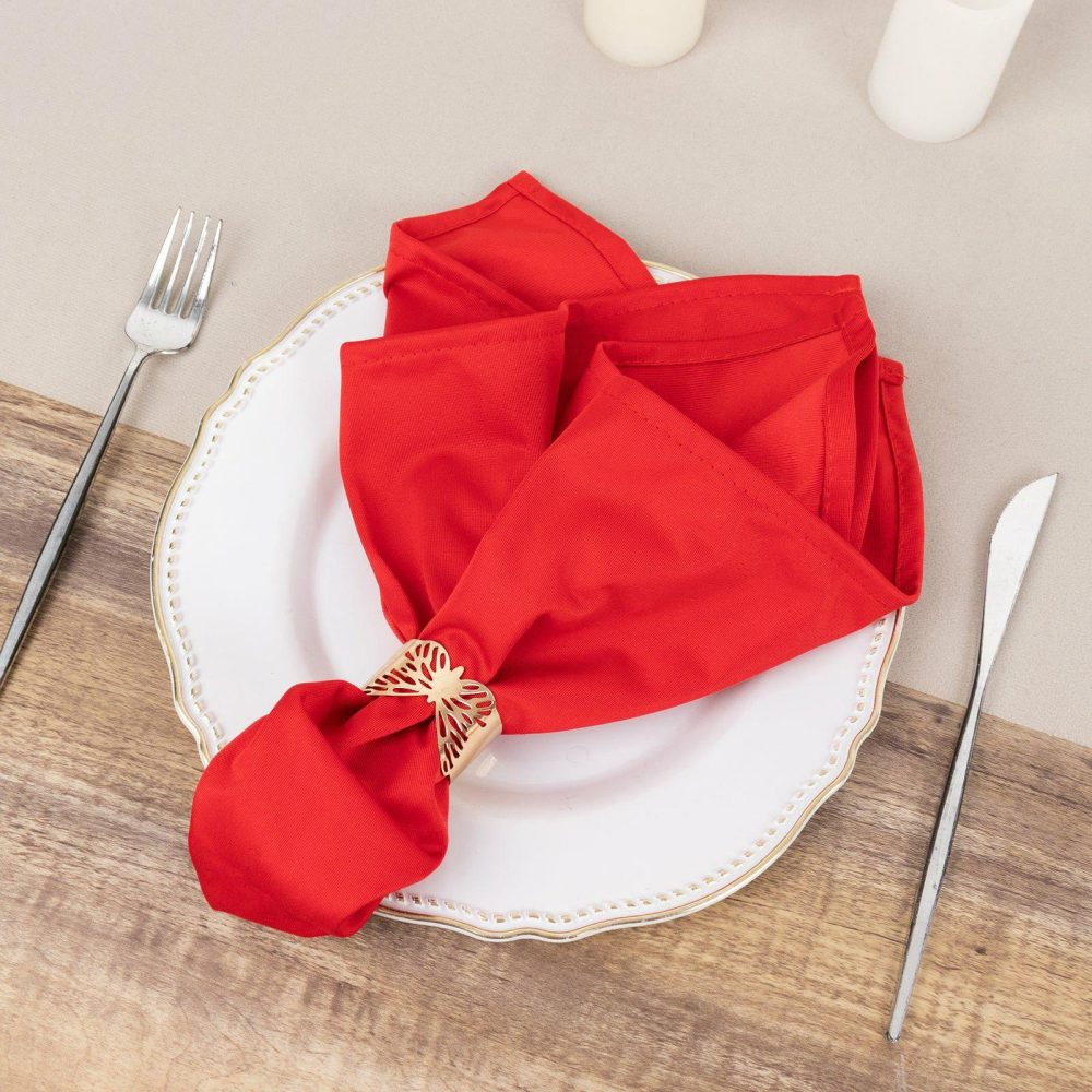 5 Pack Red Premium Scuba Cloth Napkins, Wrinkle-Free Reusable Dinner Napkins – 20″x20″  |   Polyester Cloth Napkins Polyester