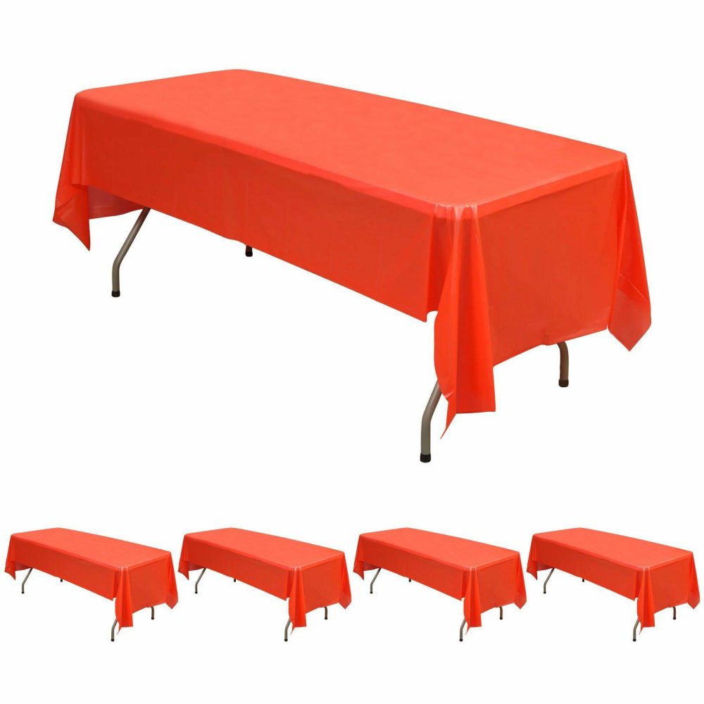 5 Pack Red Rectangle Plastic Table Covers, 54″x108″ PVC Waterproof Disposable Tablecloths  |   Disposable Tablecloth Disposable Tablecloth Disposable Tablecloth