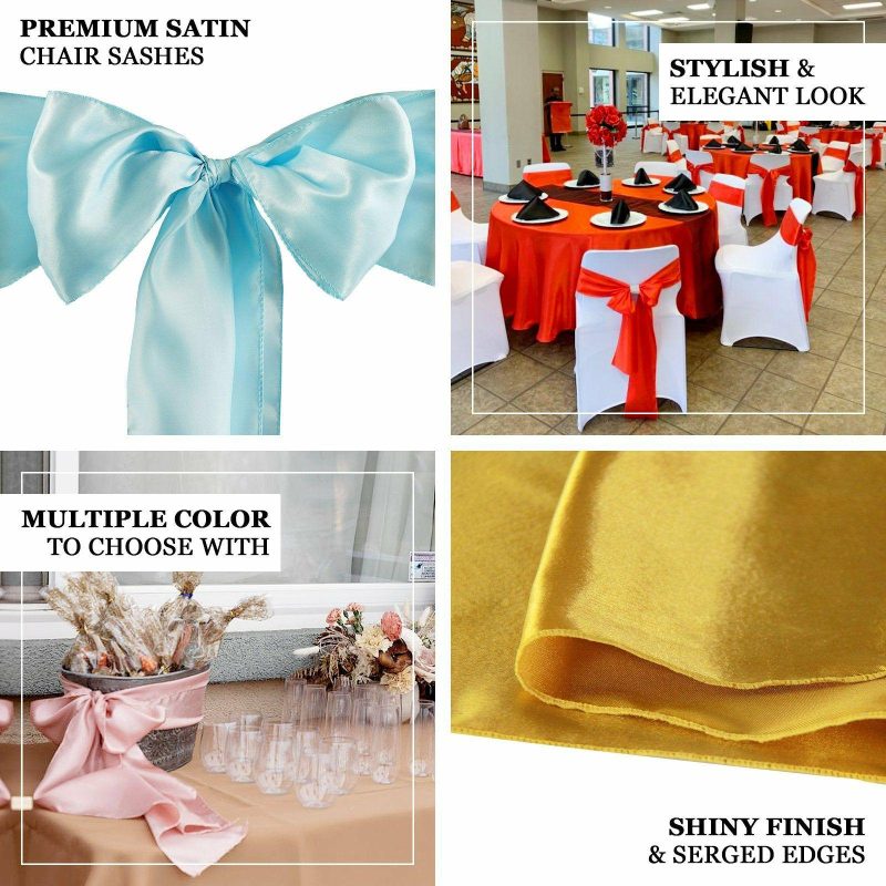 5 Pack Red Satin Chair Sashes 6″x106″  |   Satin & Taffeta Chair Sashes Red