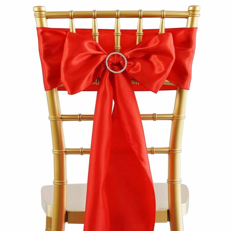 5 Pack Red Satin Chair Sashes 6″x106″  |   Satin & Taffeta Chair Sashes Red