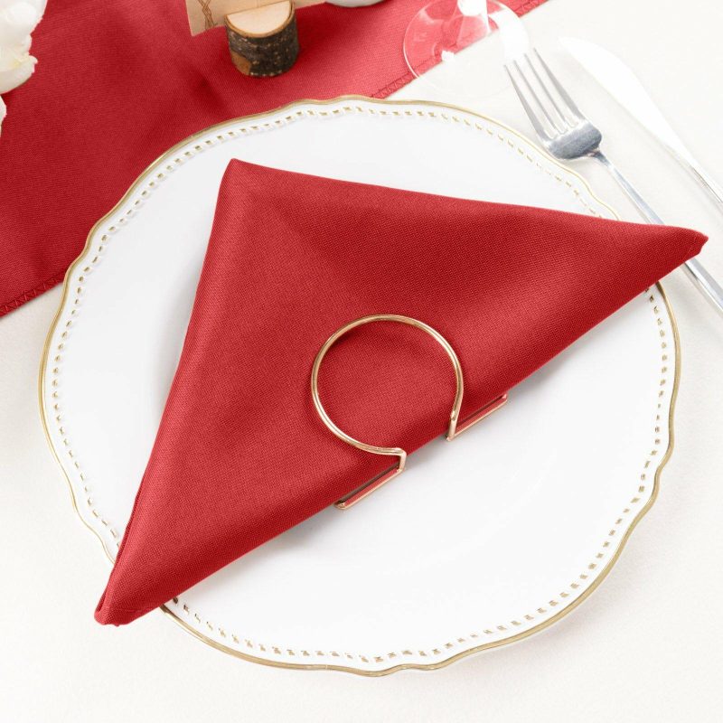 5 Pack Red Seamless Cloth Dinner Napkins, Reusable Linen 20″x20″  |   Polyester Cloth Napkins Polyester