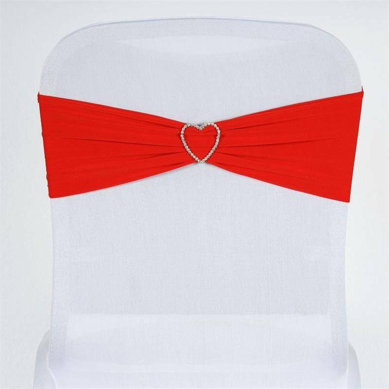 5 Pack Red Spandex Stretch Chair Sashes Bands Heavy Duty with Two Ply Spandex – 5″x12″  |   Spandex Fitted Chair Sashes Red