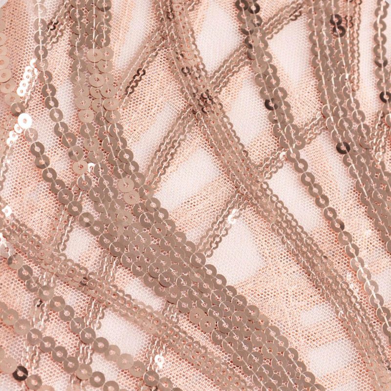 5 Pack Rose Gold Wave Chair Sash Bands With Embroidered Sequins  |   Glittering Sequin Chair Sashes Glittering Sequin