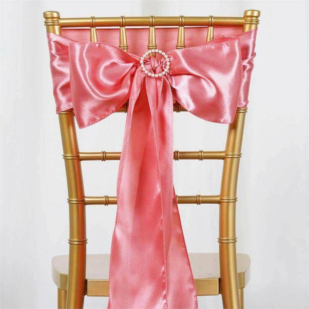 5 Pack Rose Quartz Satin Chair Sashes 6″x106″  |   Satin & Taffeta Chair Sashes Rose quartz