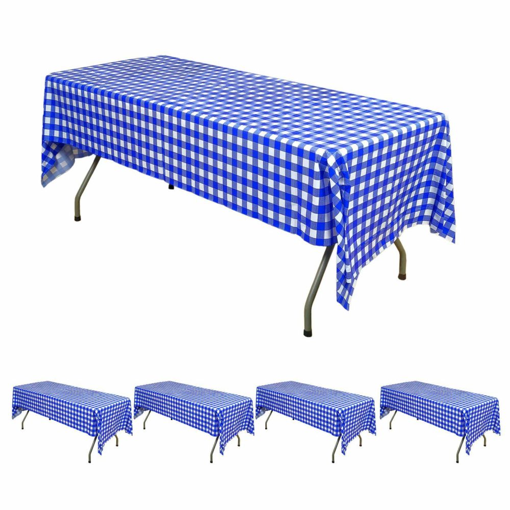 5 Pack Royal Blue Checkered Rectangle Plastic Table Covers, 54″x108″ PVC Waterproof Disposable Tablecloths  |   Disposable Tablecloth Disposable Tablecloth Disposable Tablecloth