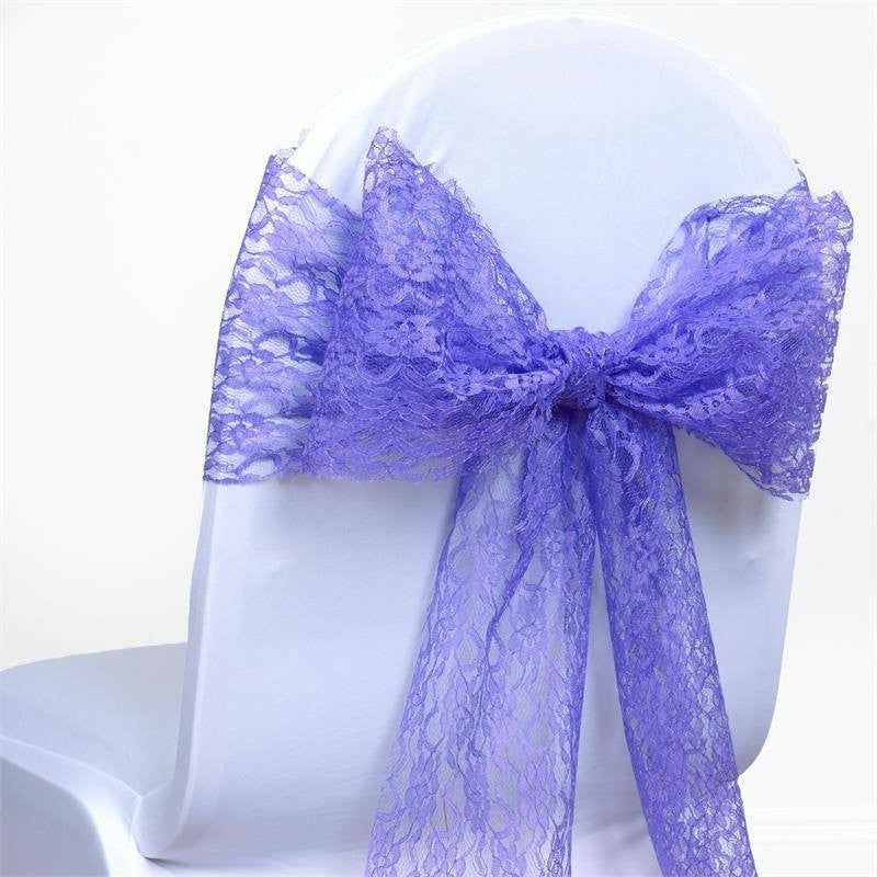 5 Pack Royal Blue Floral Lace Chair Sashes 6″x108″  |   Jute Burlap & Lace Chair Sashes Jute Burlap & Lace