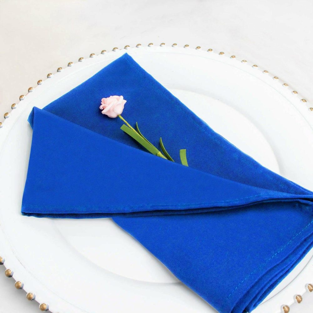 5 Pack Royal Blue Premium Polyester Dinner Napkins, Seamless Cloth Napkins 220GSM 20″x20″  |   Polyester Cloth Napkins Polyester