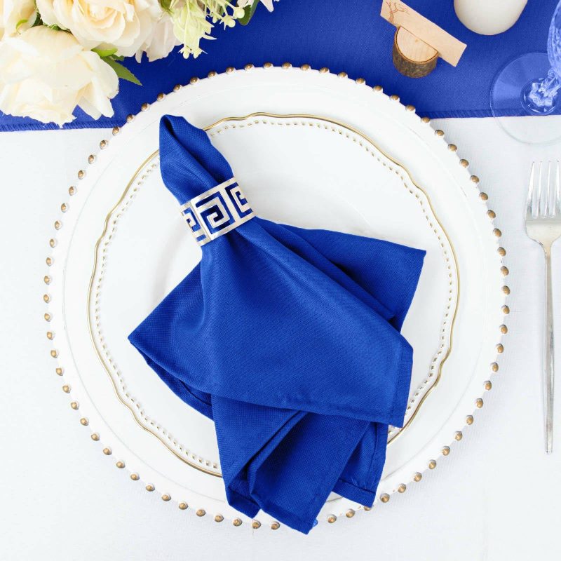 5 Pack Royal Blue Seamless Cloth Dinner Napkins, Wrinkle Resistant Linen 17″x17″  |   Polyester Cloth Napkins Polyester