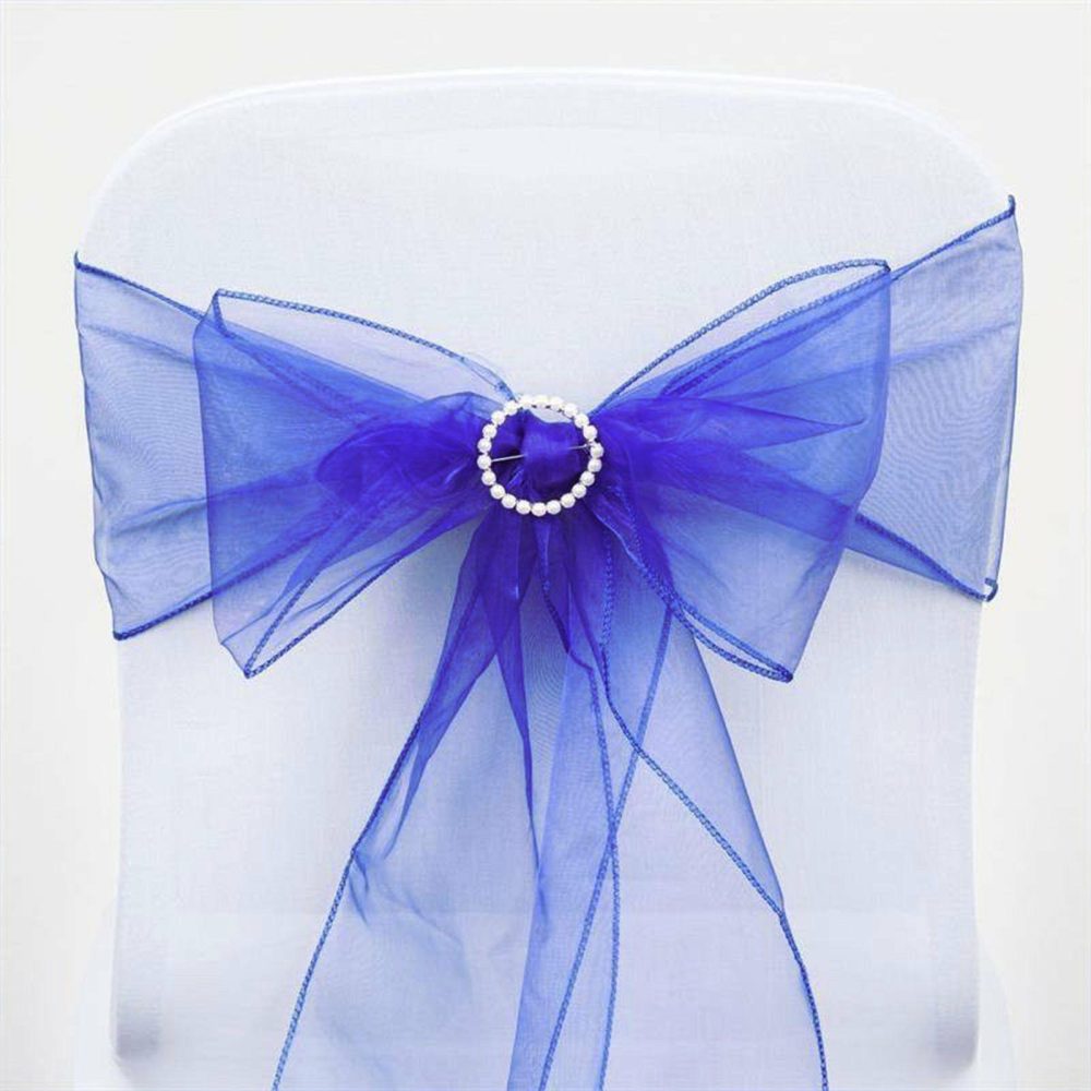 5 Pack Royal Blue Sheer Organza Chair Sashes 6″x108″  |   Organza & Chiffon Chair Sashes Organza & Chiffon