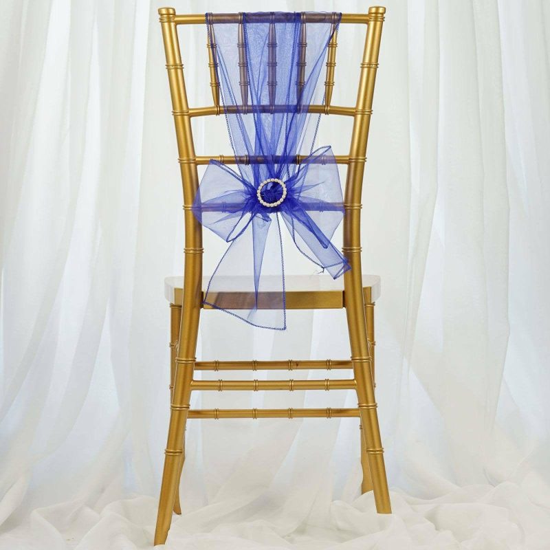 5 Pack Royal Blue Sheer Organza Chair Sashes 6″x108″  |   Organza & Chiffon Chair Sashes Organza & Chiffon