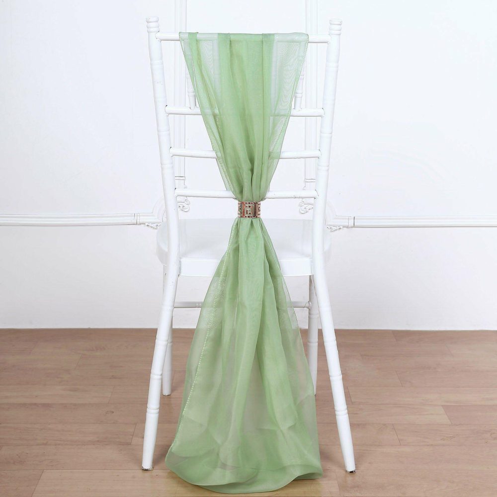 5 Pack Sage Green DIY Premium Designer Chiffon Chair Sashes 22″ x 78″  |   Organza & Chiffon Chair Sashes Organza & Chiffon