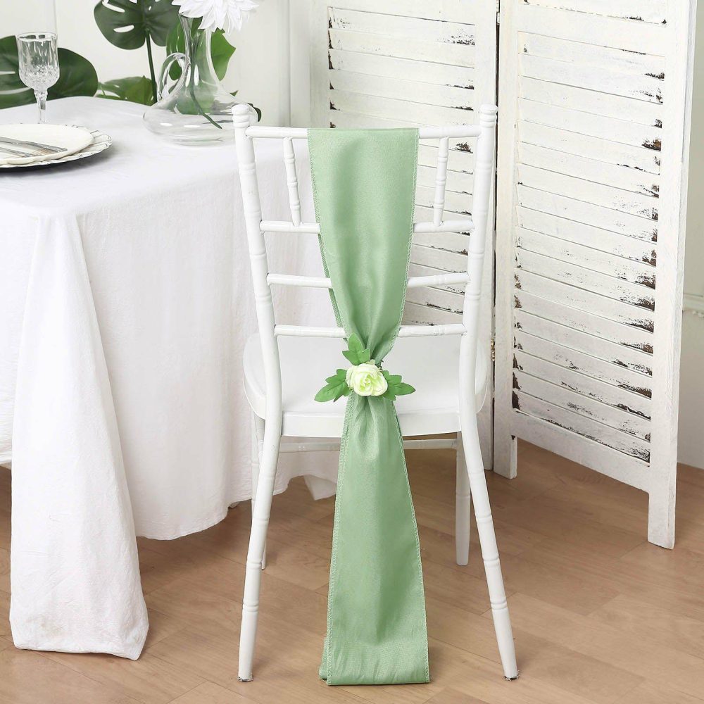 5 Pack Sage Green Polyester Chair Sashes 6″x108″  |   Polyester Chair Sashes Polyester