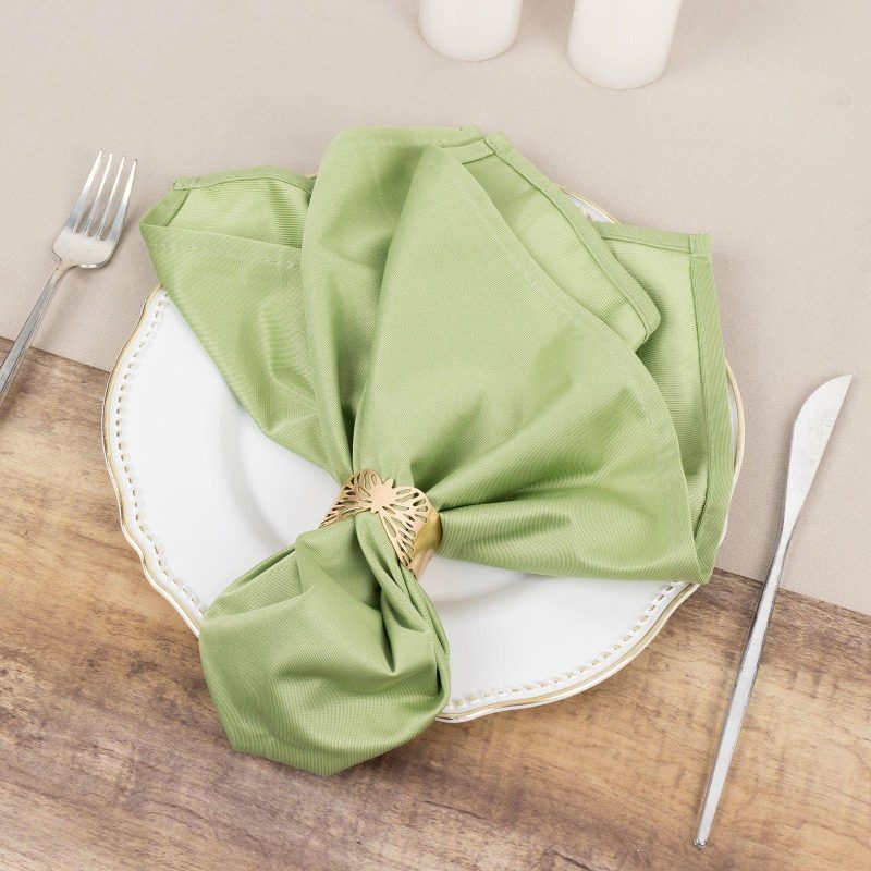 5 Pack Sage Green Premium Scuba Cloth Napkins, Wrinkle-Free Reusable Dinner Napkins – 20″x20″  |   Polyester Cloth Napkins Polyester