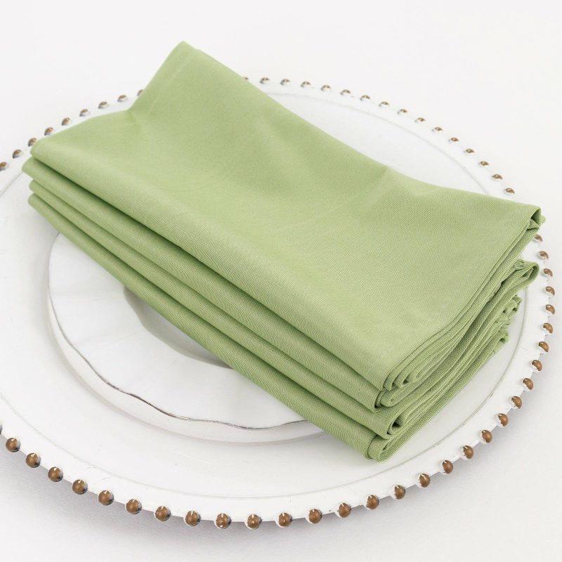 5 Pack Sage Green Premium Scuba Cloth Napkins, Wrinkle-Free Reusable Dinner Napkins – 20″x20″  |   Polyester Cloth Napkins Polyester