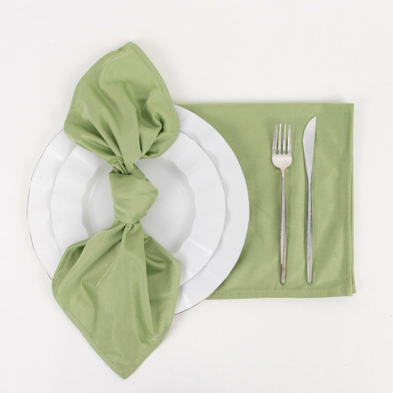 5 Pack Sage Green Premium Scuba Cloth Napkins, Wrinkle-Free Reusable Dinner Napkins – 20″x20″  |   Polyester Cloth Napkins Polyester