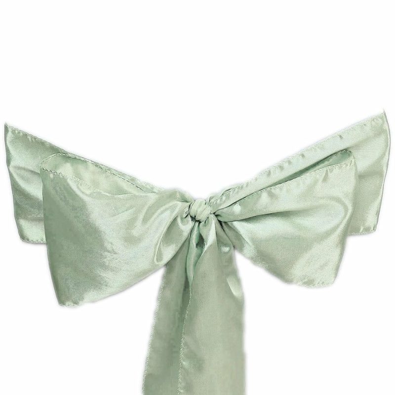 5 Pack Sage Green Satin Chair Sashes 6″x106″  |   Satin & Taffeta Chair Sashes Sage green