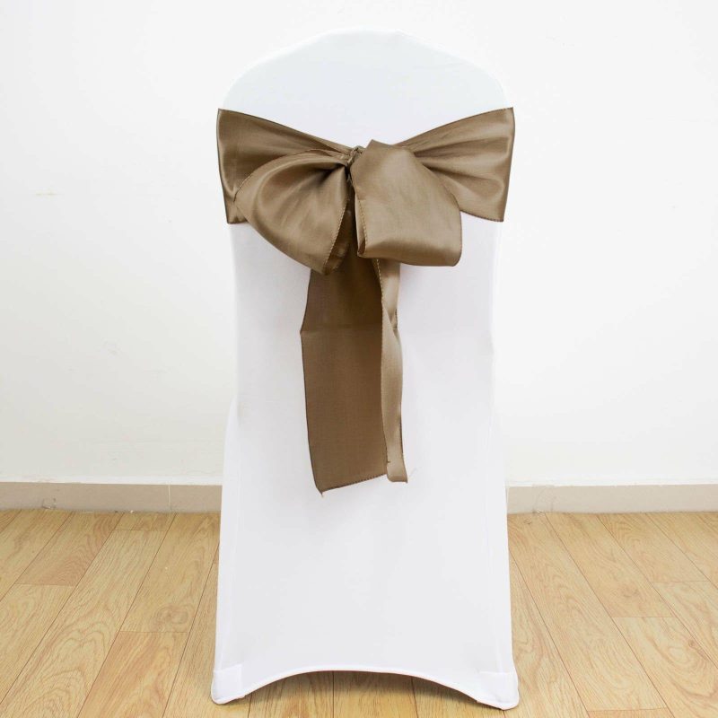 5 Pack Taupe Satin Chair Sashes 6″x106″  |   Satin & Taffeta Chair Sashes Satin & Taffeta