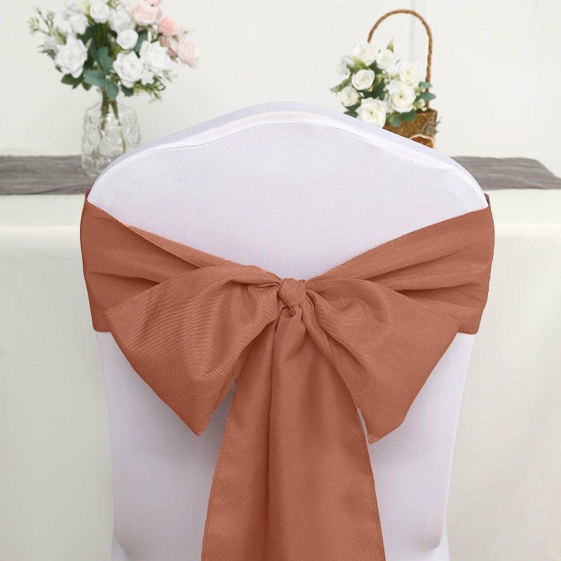 5 Pack Terracotta (Rust) Polyester Chair Sashes 6″x108″  |   Polyester Chair Sashes Polyester