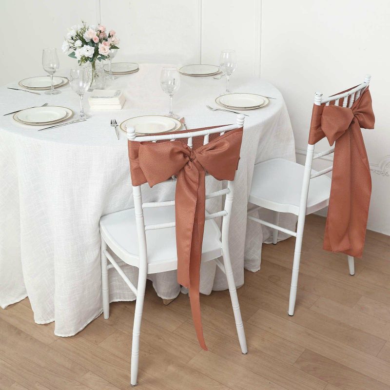 5 Pack Terracotta (Rust) Polyester Chair Sashes 6″x108″  |   Polyester Chair Sashes Polyester