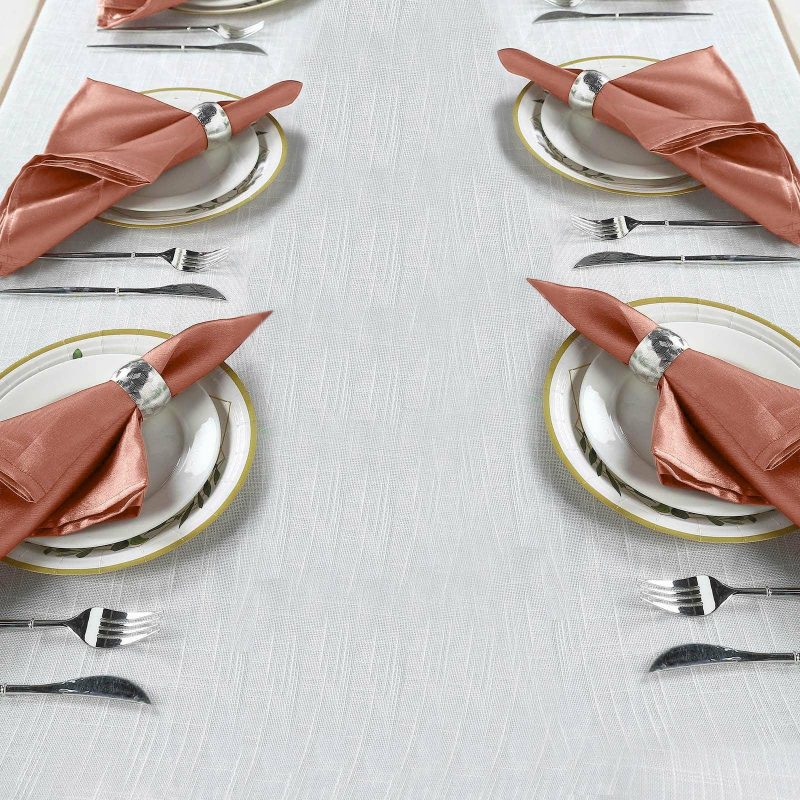 5 Pack Terracotta (Rust) Seamless Satin Cloth Dinner Napkins, Wrinkle Resistant 20″x20″  |   Satin & Taffeta Cloth Napkins Satin & Taffeta