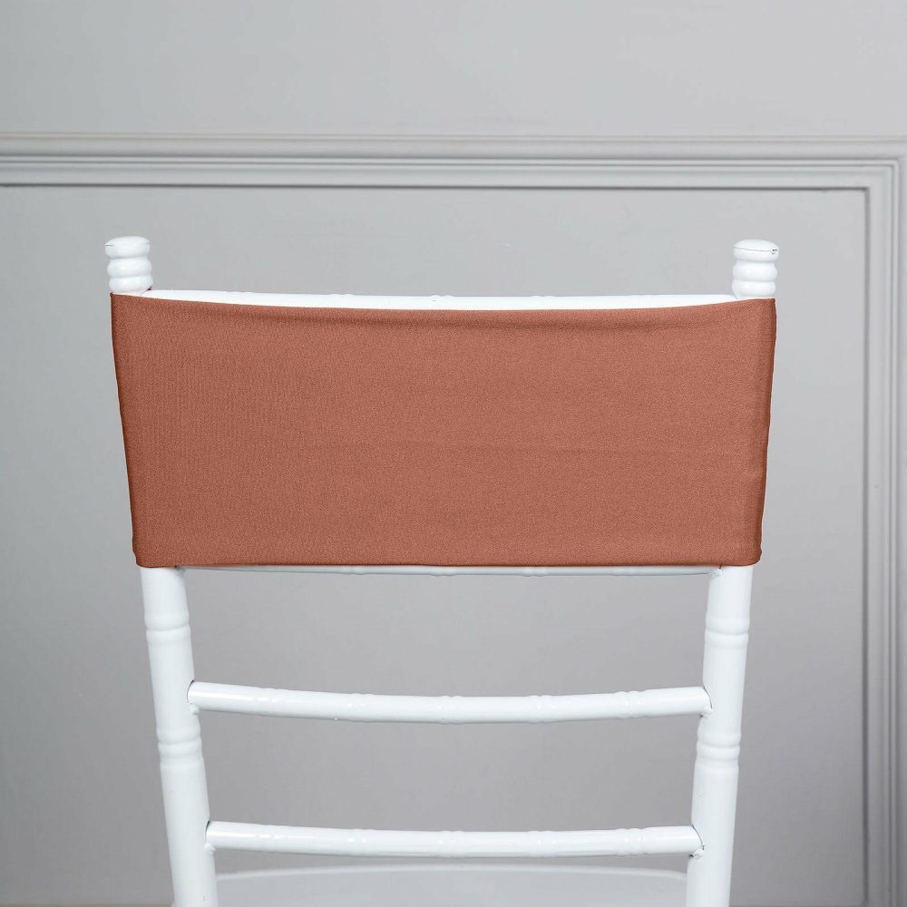 5 Pack Terracotta (Rust) Spandex Stretch Chair Sashes Bands Heavy Duty with Two Ply Spandex – 5″x12″  |   Spandex Fitted Chair Sashes Spandex & Fitted