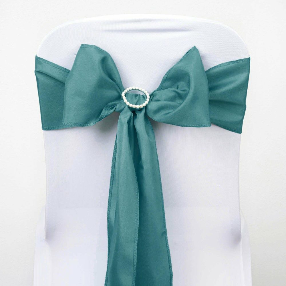 5 Pack Turquoise Polyester Chair Sashes 6″x108″  |   Polyester Chair Sashes Polyester