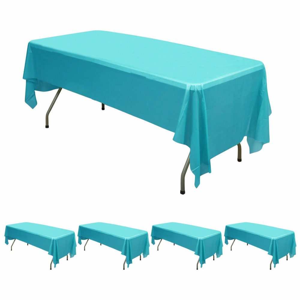 5 Pack Turquoise Rectangle Plastic Table Covers, 54″x108″ PVC Waterproof Disposable Tablecloths  |   Disposable Tablecloth Disposable Tablecloth Disposable Tablecloth