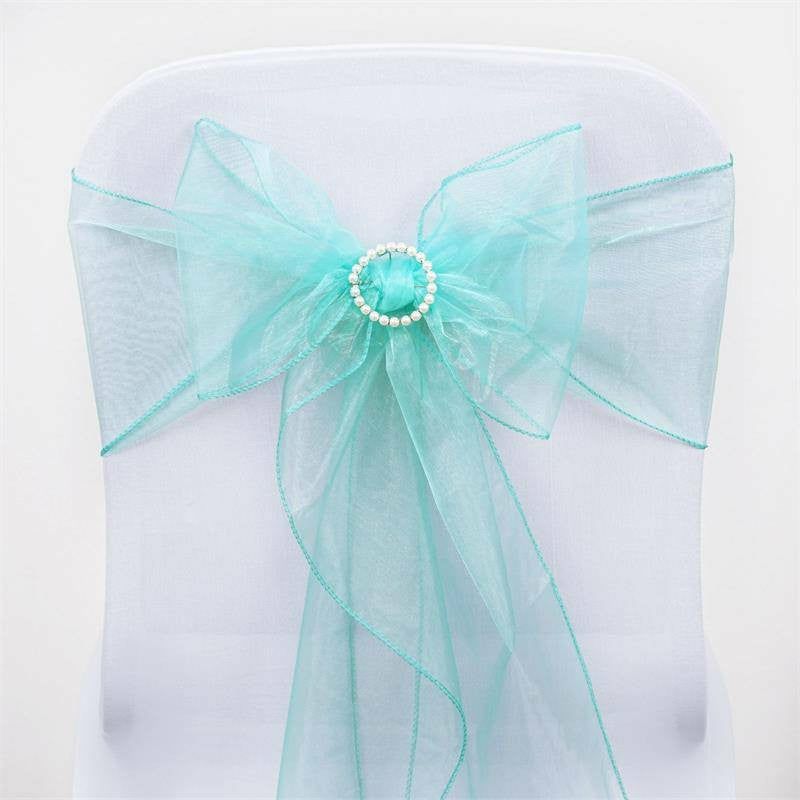 5 Pack Turquoise Sheer Organza Chair Sashes 6″x108″  |   Organza & Chiffon Chair Sashes Organza & Chiffon