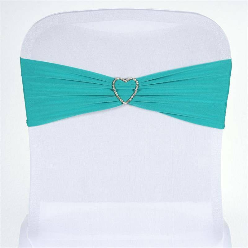 5 Pack Turquoise Spandex Stretch Chair Sashes Bands Heavy Duty with Two Ply Spandex – 5″x12″  |   Spandex Fitted Chair Sashes Spandex & Fitted