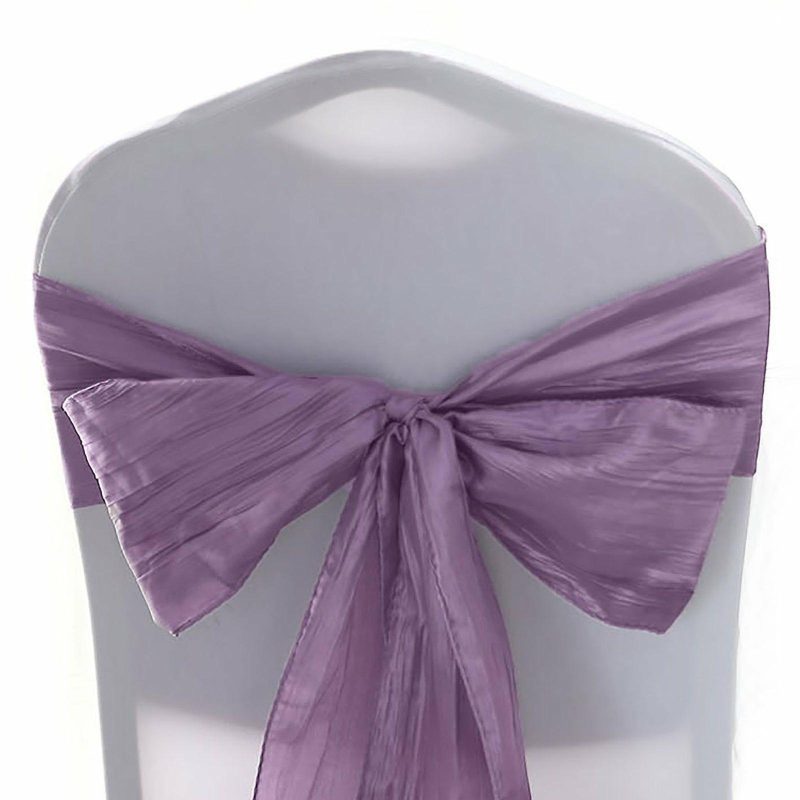 5 Pack Violet Amethyst Accordion Crinkle Taffeta Chair Sashes 6″x106″  |   Satin & Taffeta Chair Sashes Satin & Taffeta