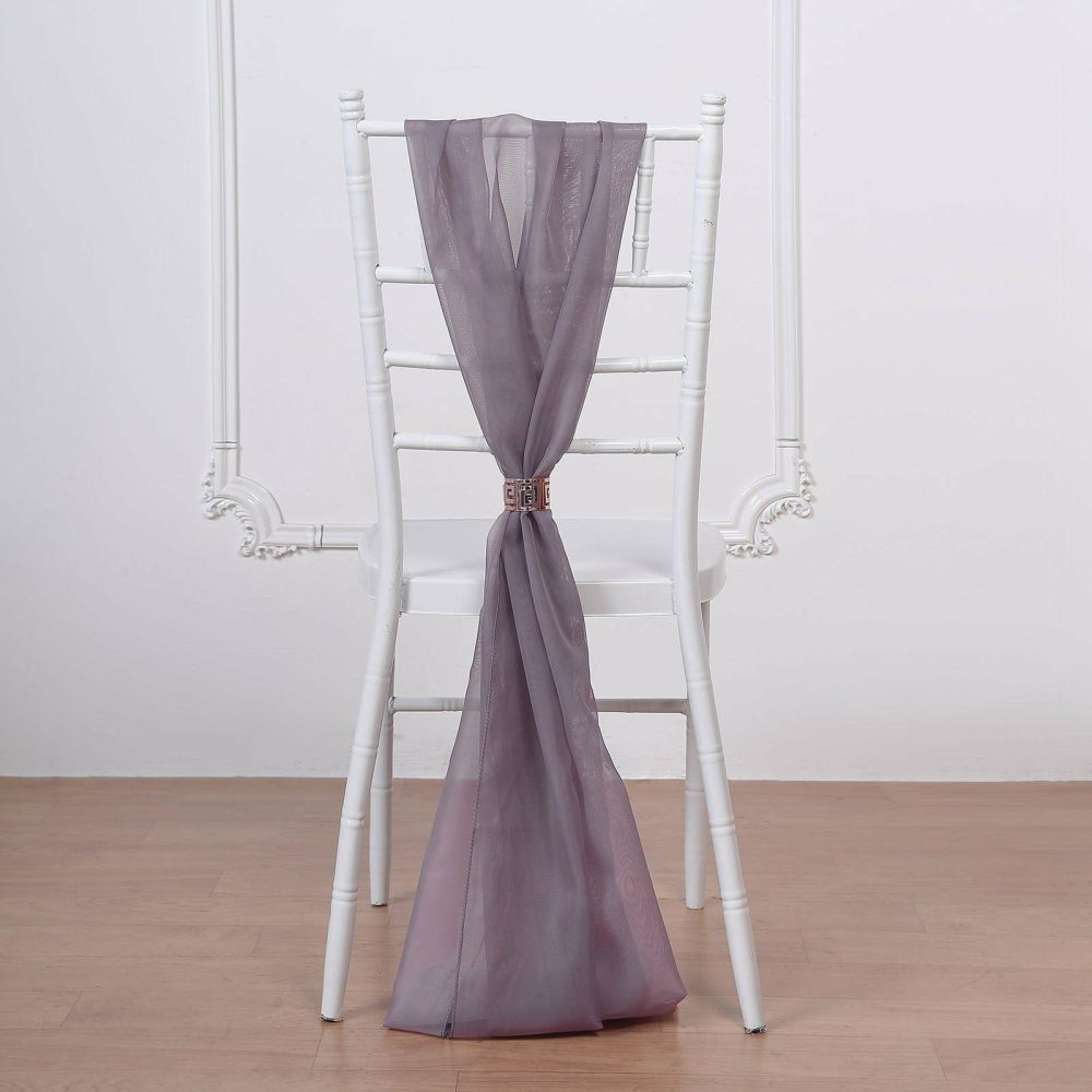 5 Pack Violet Amethyst DIY Premium Designer Chiffon Chair Sashes 22″ x 78″  |   Organza & Chiffon Chair Sashes Amethyst