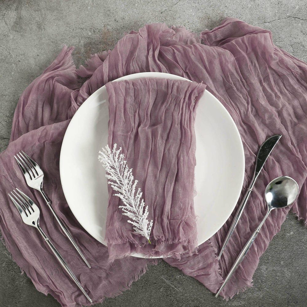 5 Pack Violet Amethyst Gauze Cheesecloth Boho Dinner Napkins 24″x19″  |   Gauze Cheesecloth Cloth Napkins Amethyst