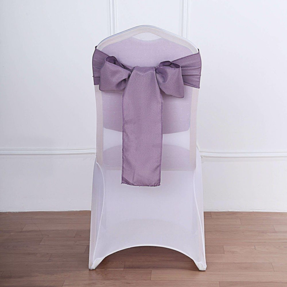 5 Pack Violet Amethyst Polyester Chair Sashes 6″x108″  |   Polyester Chair Sashes Amethyst