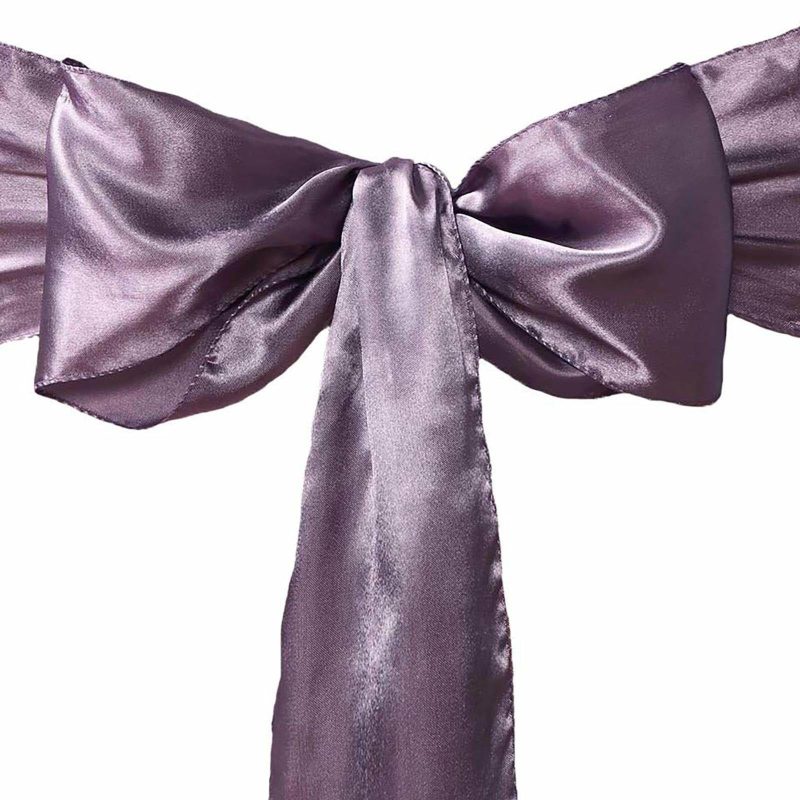 5 Pack Violet Amethyst Satin Chair Sashes 6″x106″  |   Satin & Taffeta Chair Sashes Amethyst