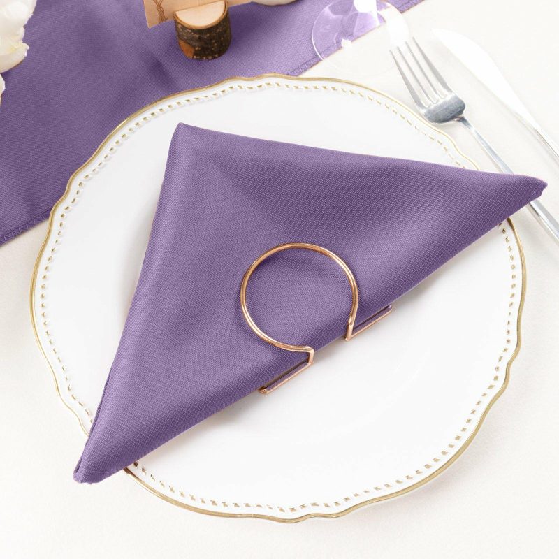 5 Pack Violet Amethyst Seamless Cloth Dinner Napkins, Reusable Linen 20″x20″  |   Polyester Cloth Napkins Amethyst