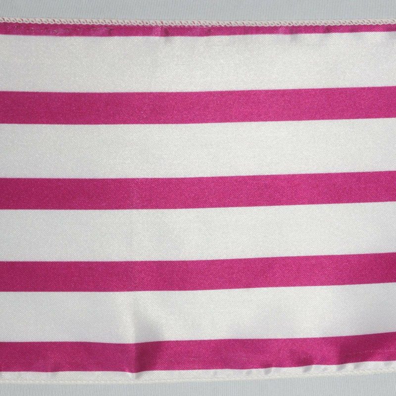 5 Pack White / Fuchsia Satin Stripes Chair Sashes 6″x106″  |   Satin & Taffeta Chair Sashes Satin & Taffeta