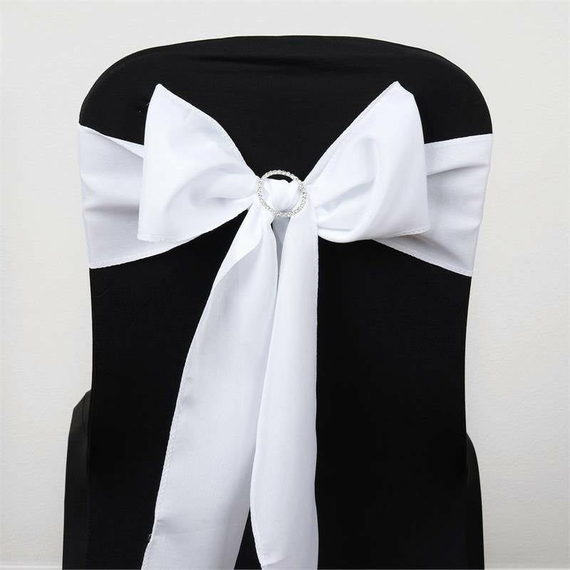 5 Pack White Polyester Chair Sashes 6″x108″  |   Polyester Chair Sashes Polyester