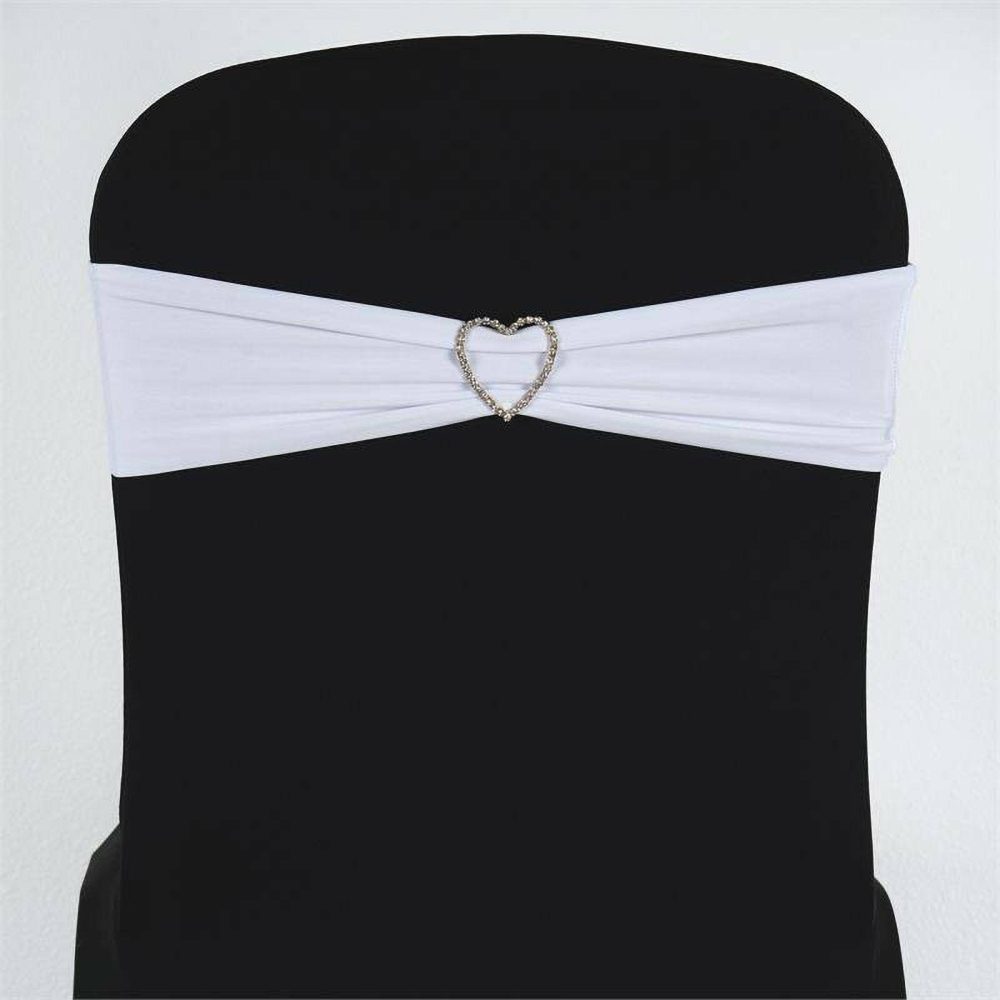 5 Pack White Spandex Stretch Chair Sashes Bands Heavy Duty with Two Ply Spandex – 5″x12″  |   Spandex Fitted Chair Sashes Spandex & Fitted