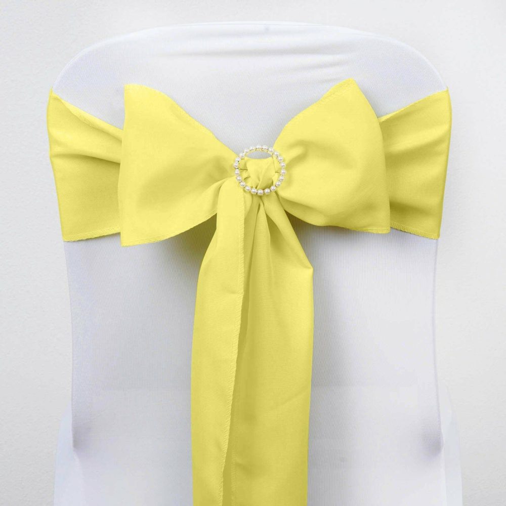 5 Pack Yellow Polyester Chair Sashes 6″x108″  |   Polyester Chair Sashes Polyester