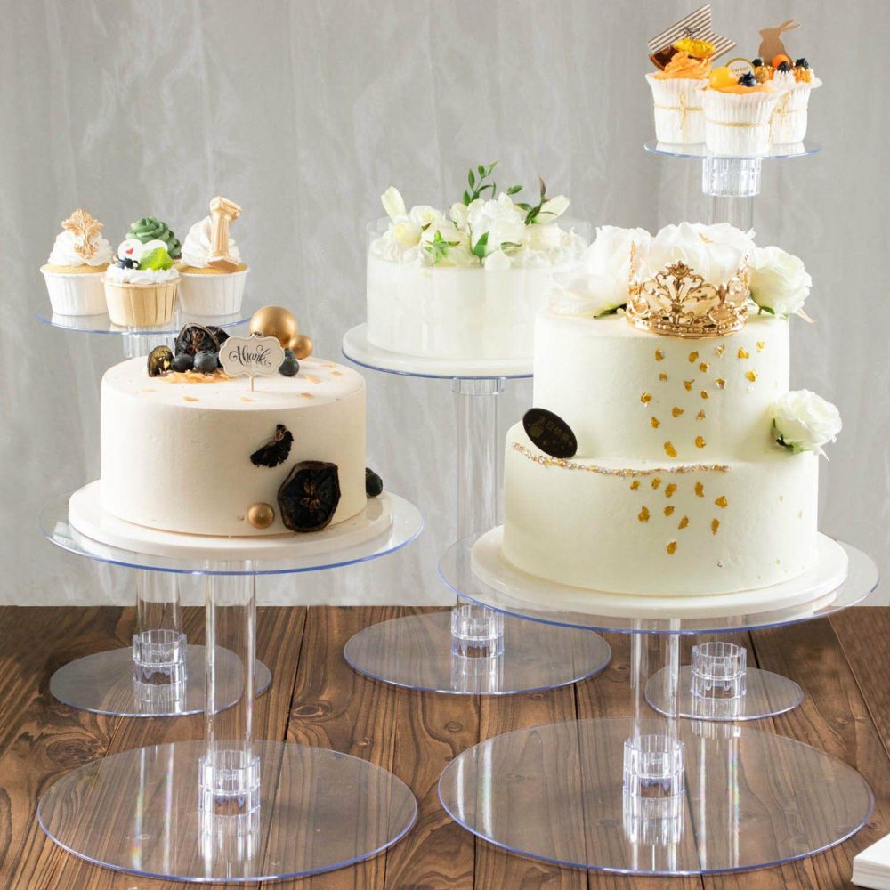 5-Tier Clear Acrylic Cake Stand Set, Cupcake Holder Dessert Pedestals  |   Servingwares Disposable Plates 5 Tier