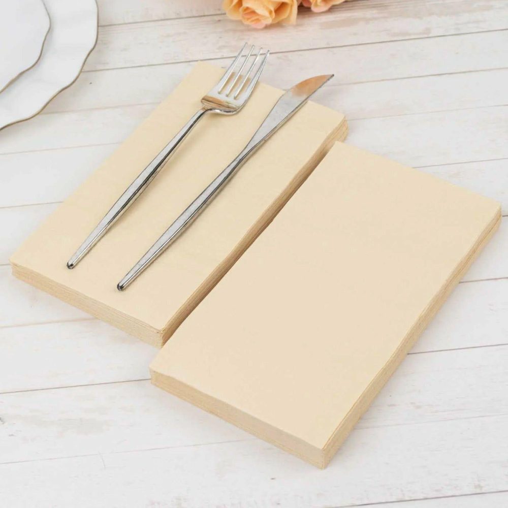 50 Pack 2 Ply Soft Beige Dinner Paper Napkins, Disposable Wedding Reception Party Napkins  |   Paper Napkins Paper Napkins Beige